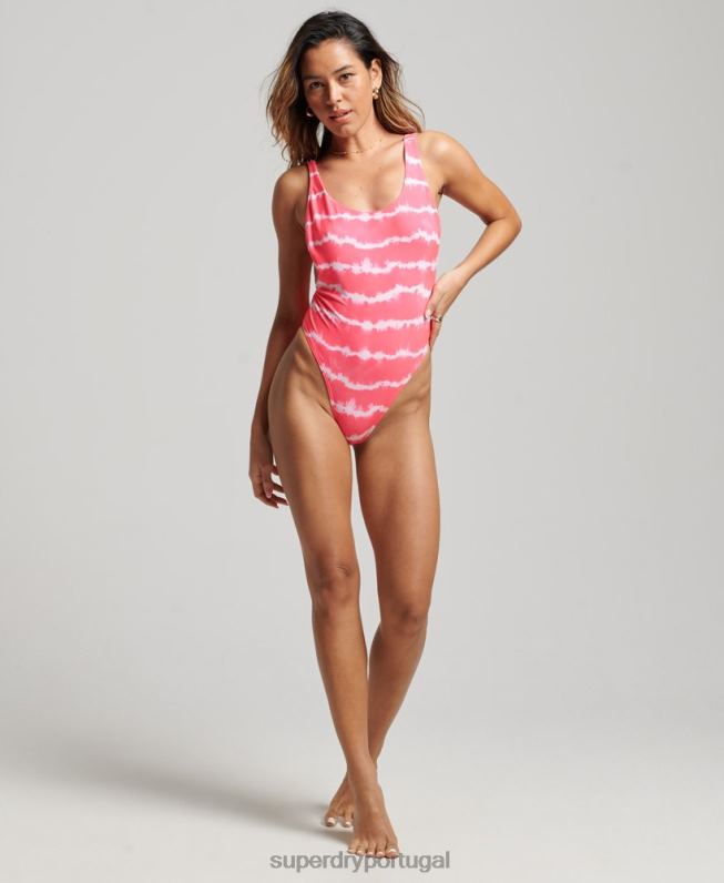 maiô reciclado tie dye mulheres rosa roupas Superdry 2208H3213