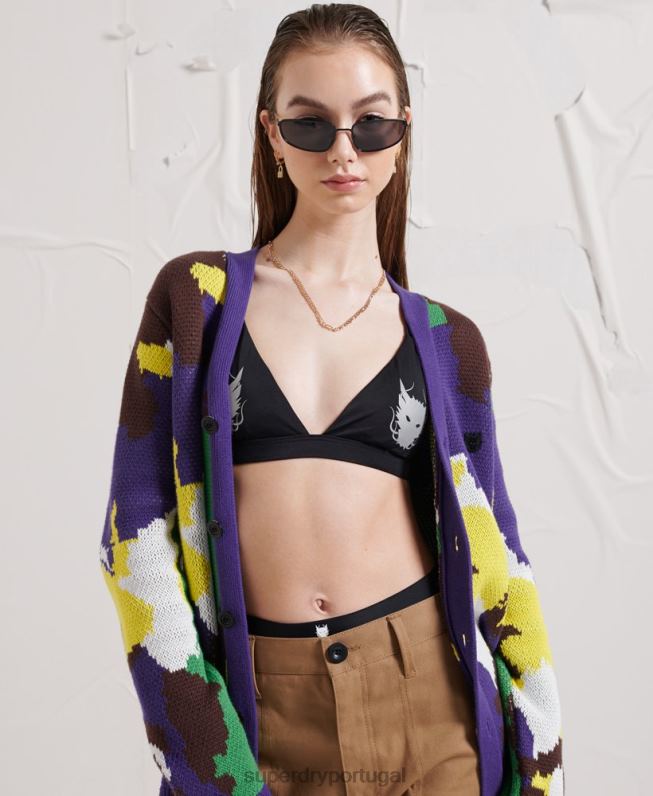 top de biquíni dragon tri mulheres preto roupas Superdry 2208H3232