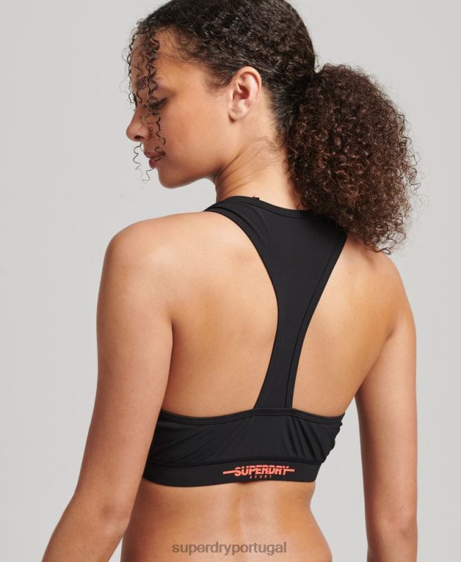 top de biquíni esporte nadar mulheres preto roupas Superdry 2208H3255