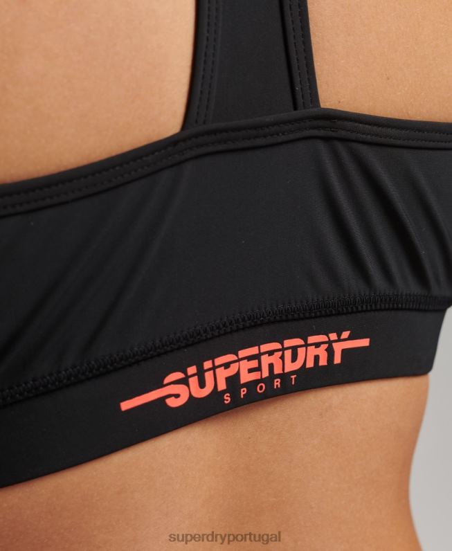 top de biquíni esporte nadar mulheres preto roupas Superdry 2208H3255
