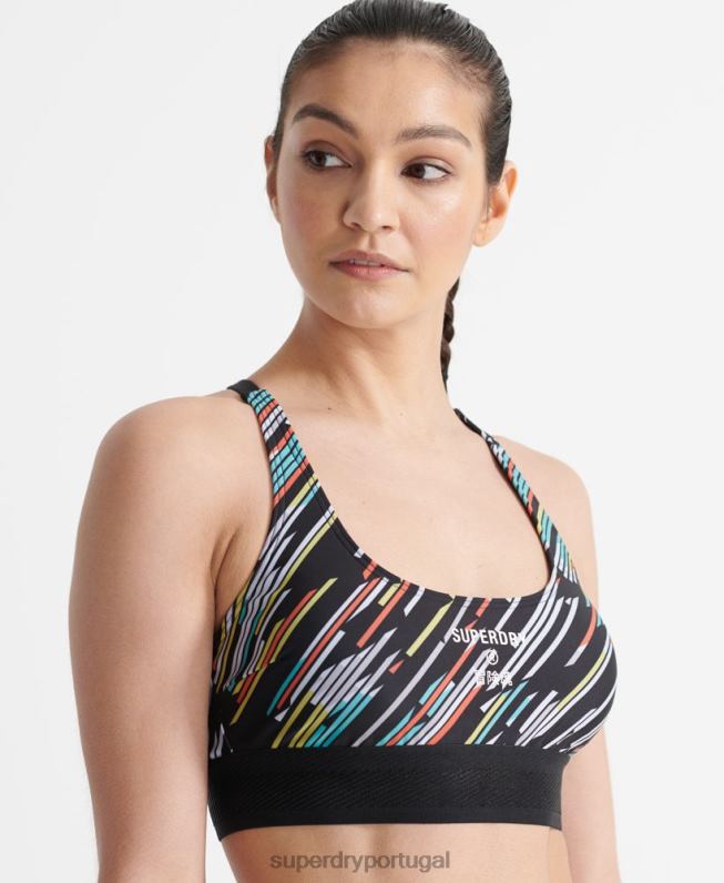 top de biquíni esporte vôlei mulheres preto roupas Superdry 2208H6353