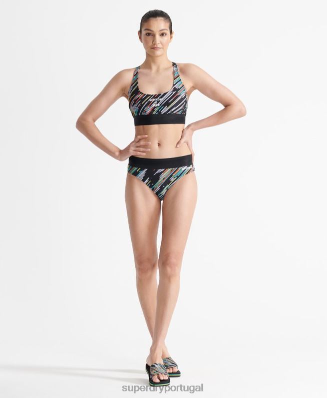 top de biquíni esporte vôlei mulheres preto roupas Superdry 2208H6353