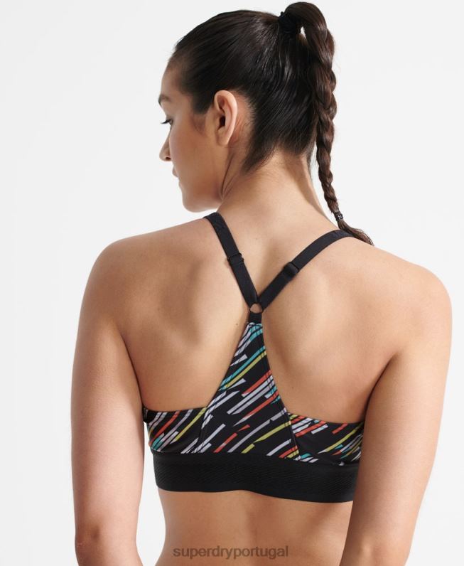 top de biquíni esporte vôlei mulheres preto roupas Superdry 2208H6353