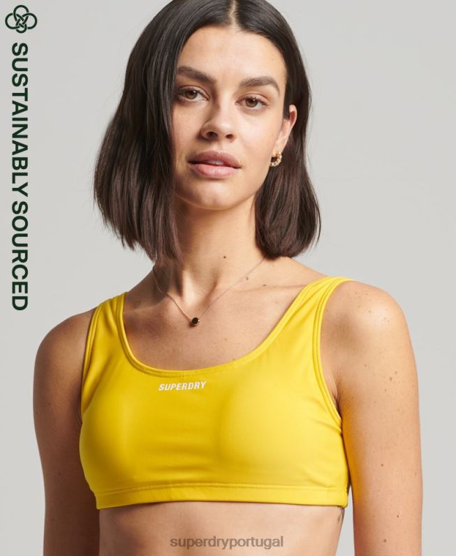 top de biquíni essencial mulheres amarelo roupas Superdry 2208H3226