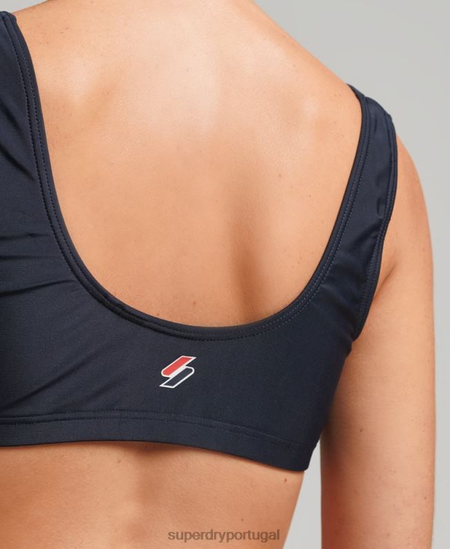 top de biquíni essencial mulheres marinha roupas Superdry 2208H3225