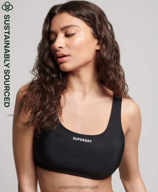 top de biquíni essencial mulheres preto roupas Superdry 2208H3245