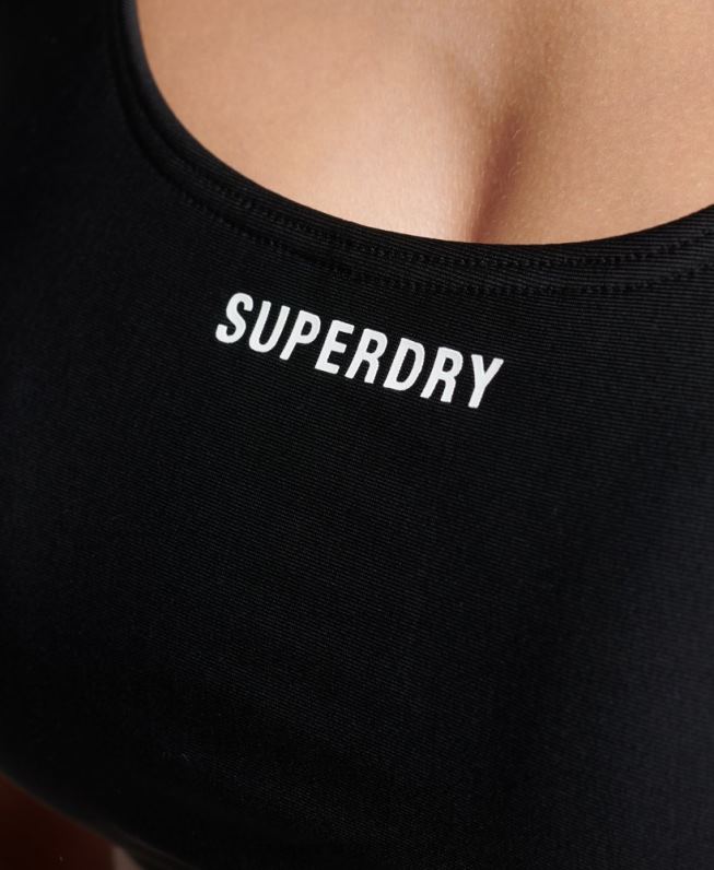 top de biquíni essencial mulheres preto roupas Superdry 2208H3245