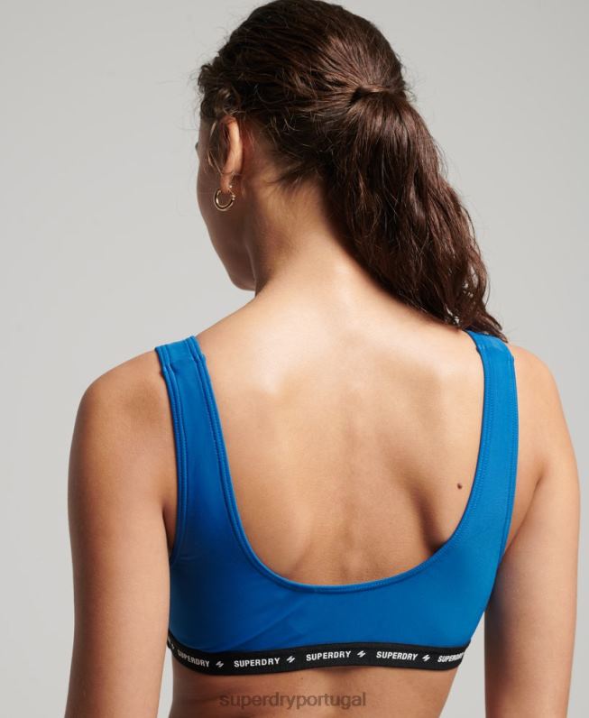 top de biquíni micro elástico reciclado mulheres azul roupas Superdry 2208H3223