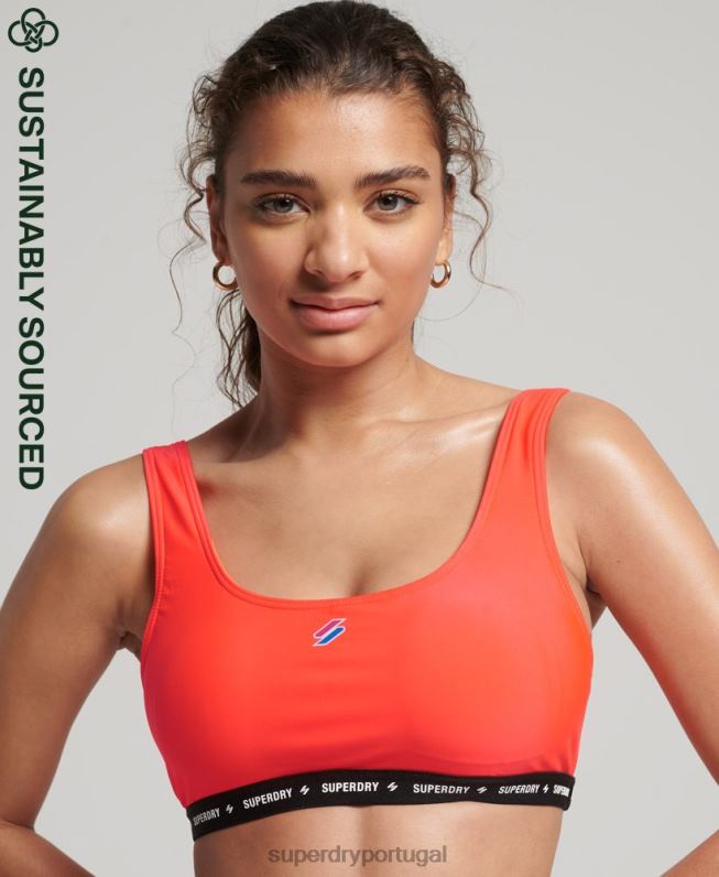 top de biquíni micro elástico reciclado mulheres coral roupas Superdry 2208H3244