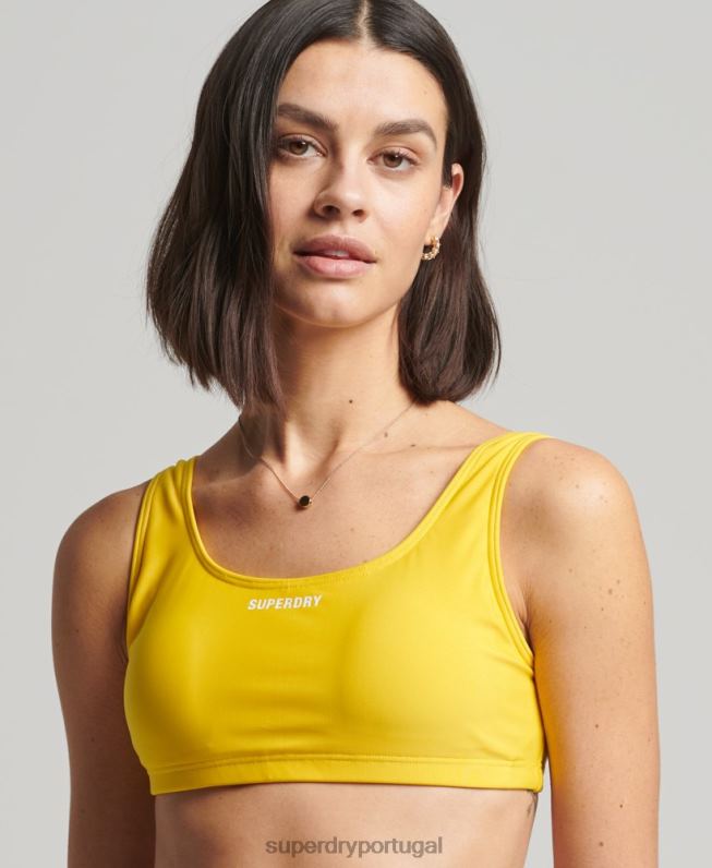 top de biquíni reciclado essencial mulheres amarelo roupas Superdry 2208H3236
