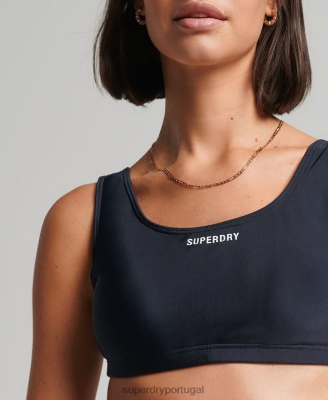 top de biquíni reciclado essencial mulheres marinha roupas Superdry 2208H3220