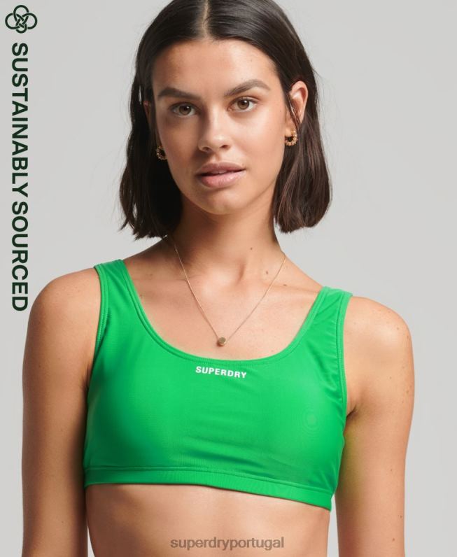 top de biquíni reciclado essencial mulheres verde roupas Superdry 2208H3230