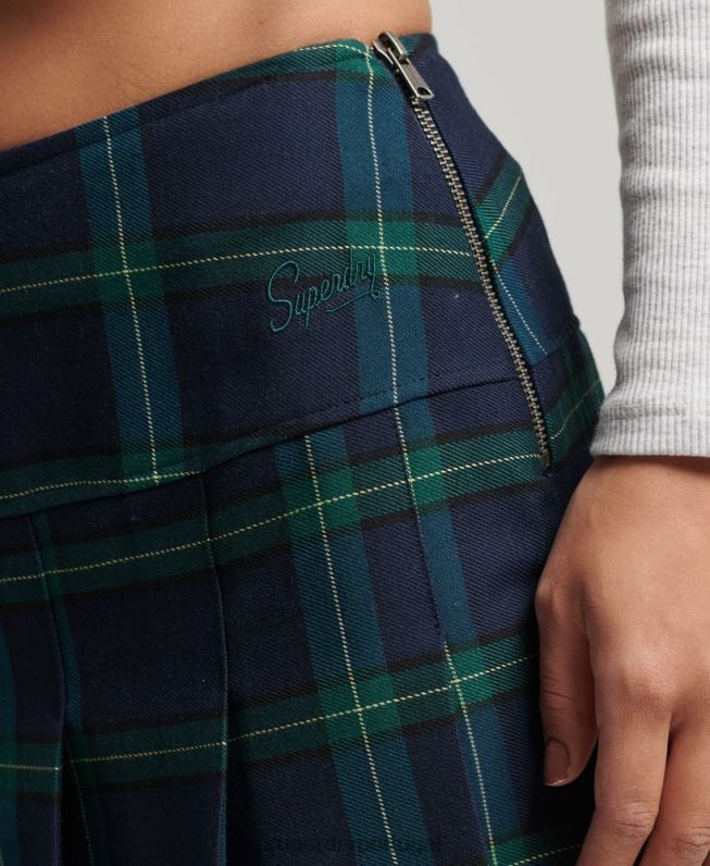 confira mini saia plissada mulheres marinha roupas Superdry 2208H4136