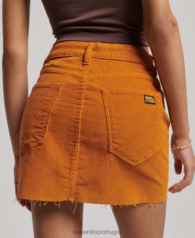 mini saia de cordão vintage mulheres marrom roupas Superdry 2208H4149