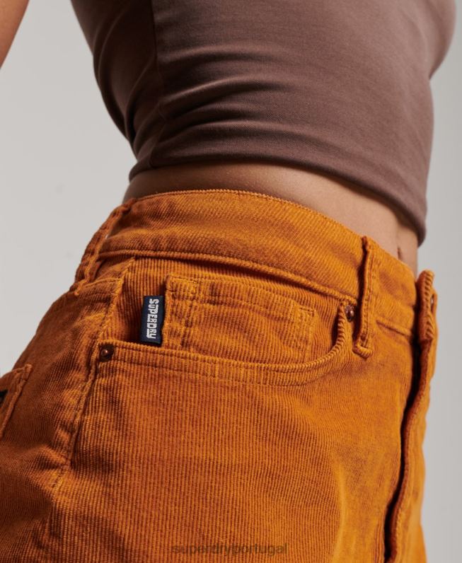 mini saia de cordão vintage mulheres marrom roupas Superdry 2208H4149