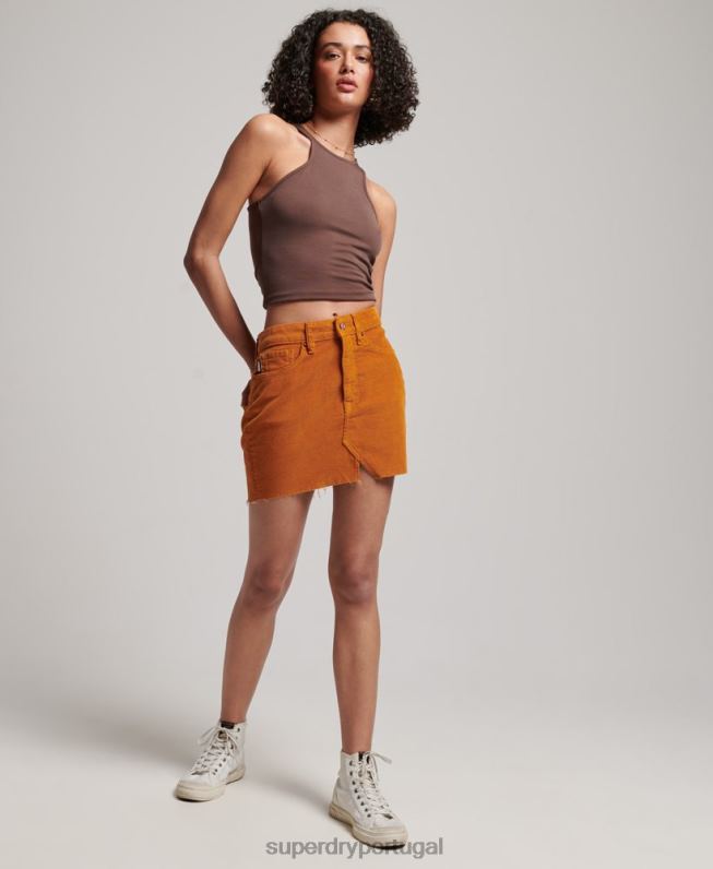 mini saia de cordão vintage mulheres marrom roupas Superdry 2208H4149