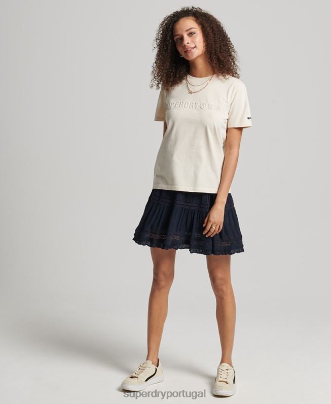 mini saia de renda vintage mulheres marinha roupas Superdry 2208H4140