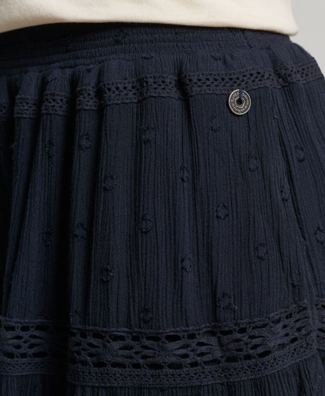 mini saia de renda vintage mulheres marinha roupas Superdry 2208H4140