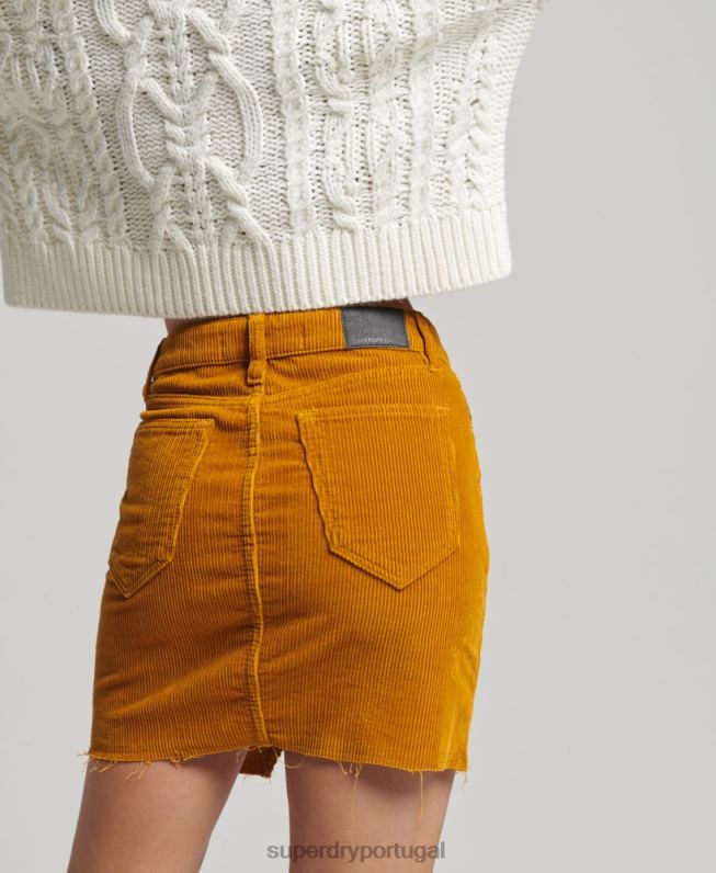 mini saia jeans mulheres amarelo roupas Superdry 2208H6616