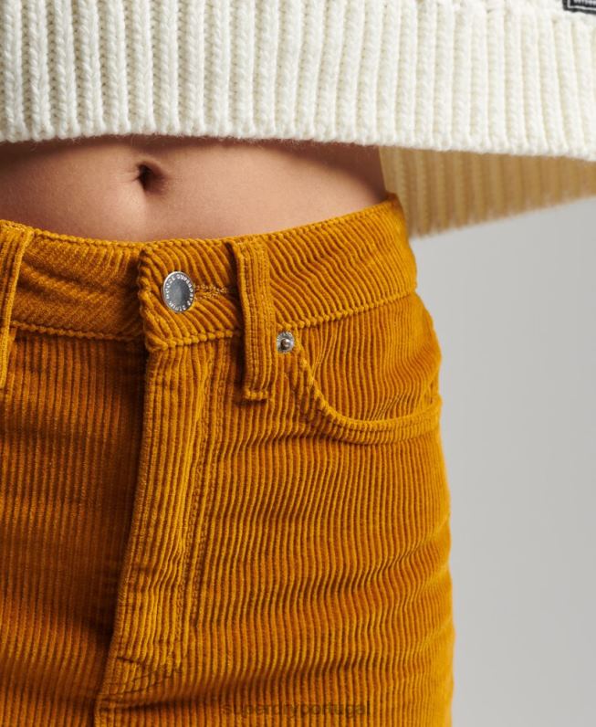 mini saia jeans mulheres amarelo roupas Superdry 2208H6616