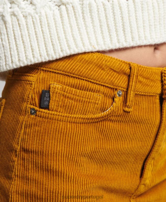 mini saia jeans mulheres amarelo roupas Superdry 2208H6616