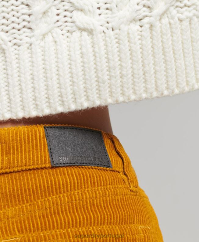 mini saia jeans mulheres amarelo roupas Superdry 2208H6616