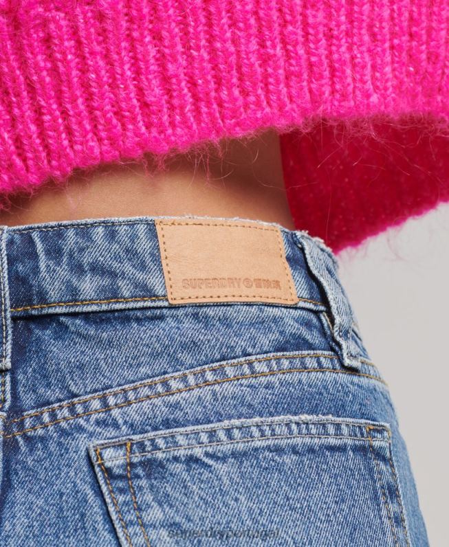 mini saia jeans mulheres azul roupas Superdry 2208H6739