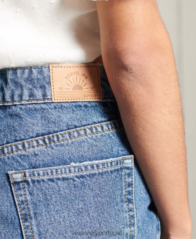 mini saia jeans mulheres azul roupas Superdry 2208H6758