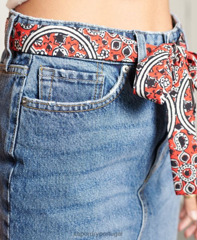 mini saia jeans mulheres azul roupas Superdry 2208H6758