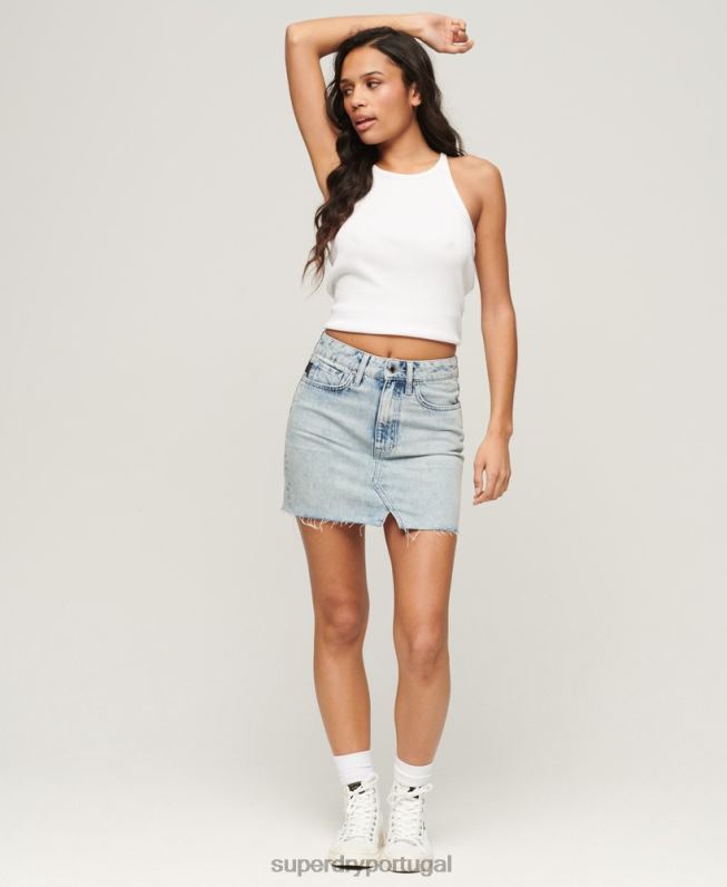 mini saia jeans vintage mulheres azul roupas Superdry 2208H4120