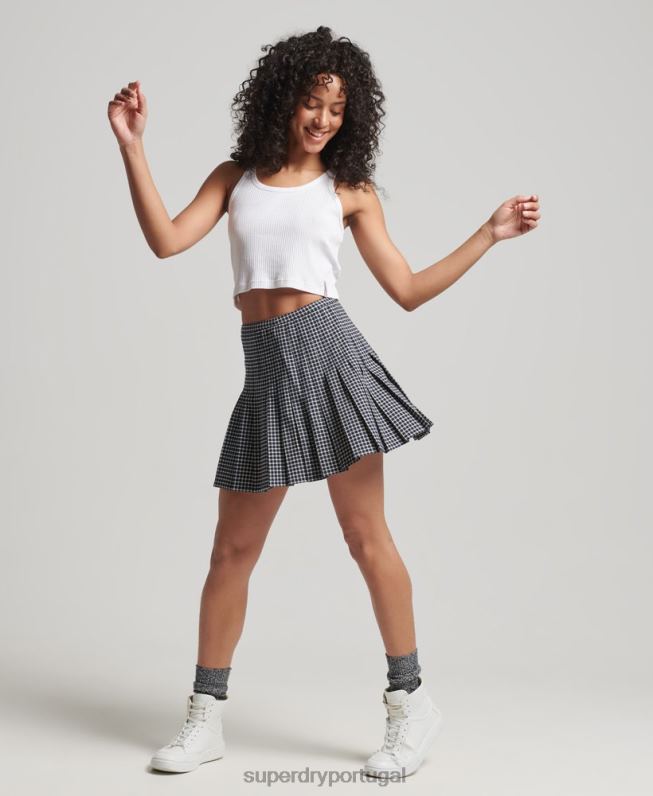 mini saia plissada vintage mulheres vermelho roupas Superdry 2208H4148