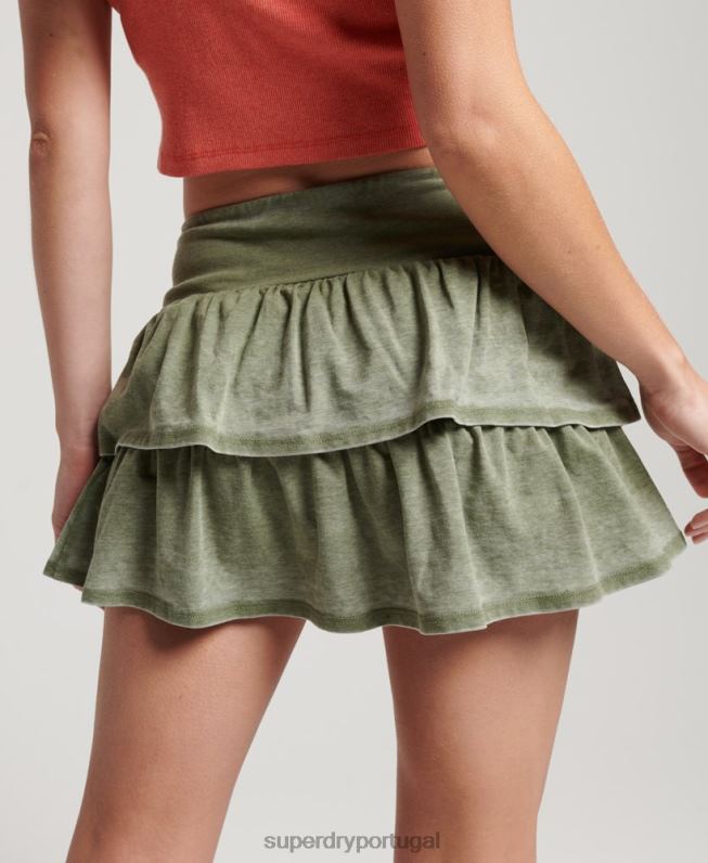 minissaia anos 90 mulheres caqui roupas Superdry 2208H4126