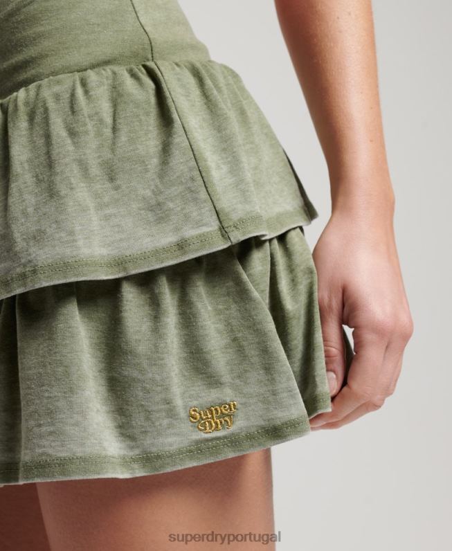 minissaia anos 90 mulheres caqui roupas Superdry 2208H4126