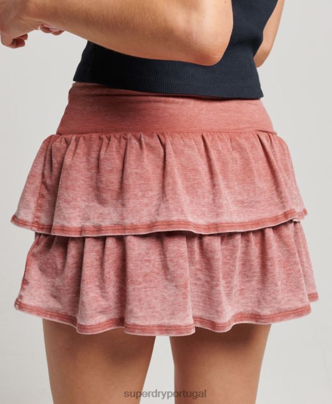 minissaia anos 90 mulheres rosa roupas Superdry 2208H4123