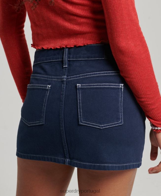 roupa de trabalho mini saia mulheres marinha roupas Superdry 2208H4142