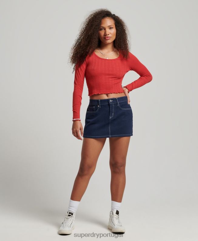 roupa de trabalho mini saia mulheres marinha roupas Superdry 2208H4142