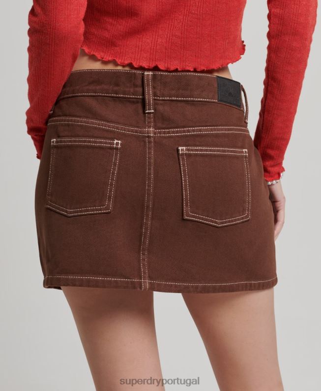 roupa de trabalho mini saia mulheres marrom roupas Superdry 2208H4115
