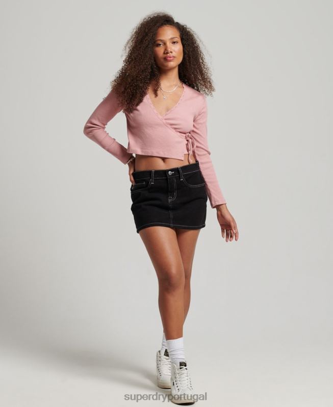 roupa de trabalho mini saia mulheres preto roupas Superdry 2208H4132