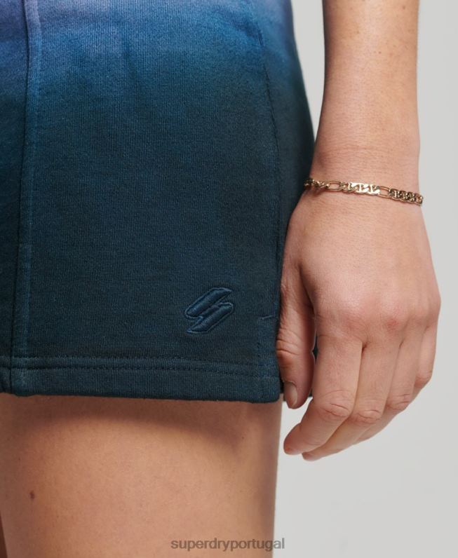 saia dip dye essencial mulheres azul roupas Superdry 2208H4163