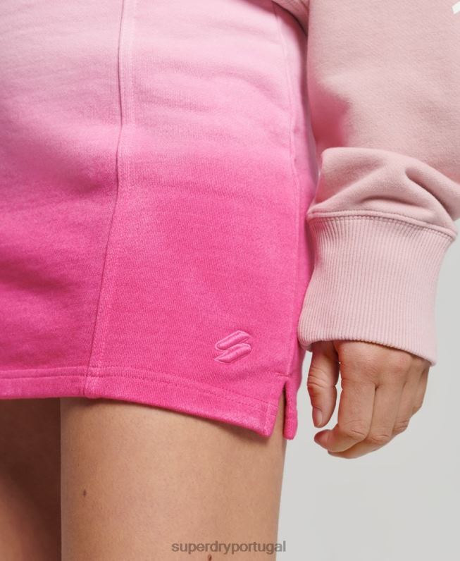 saia dip dye essencial mulheres rosa roupas Superdry 2208H4162