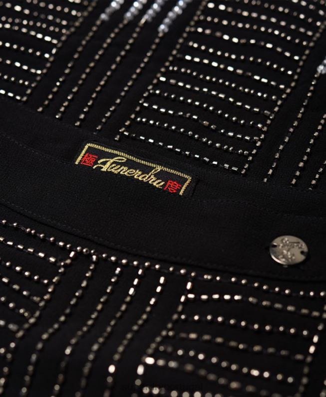 saia geleira mulheres preto roupas Superdry 2208H4168