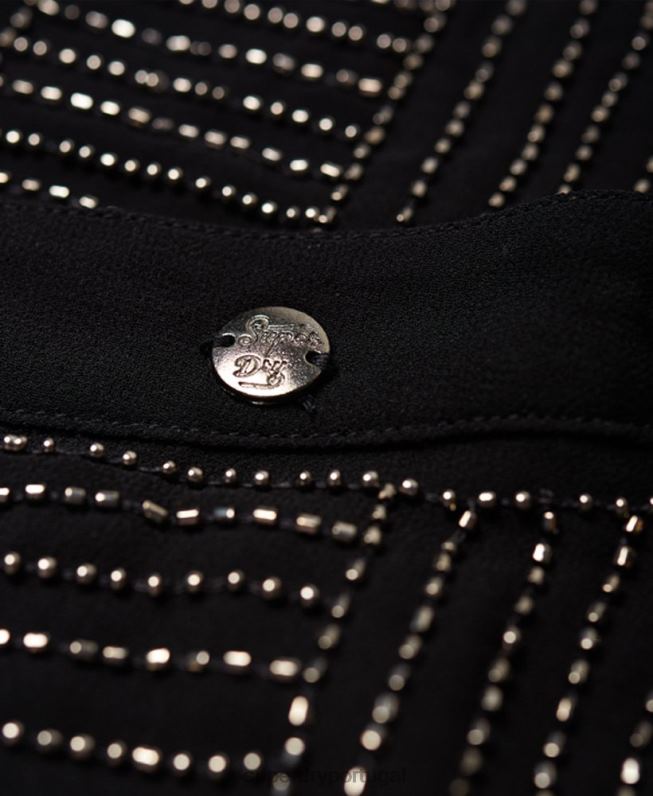 saia geleira mulheres preto roupas Superdry 2208H4168