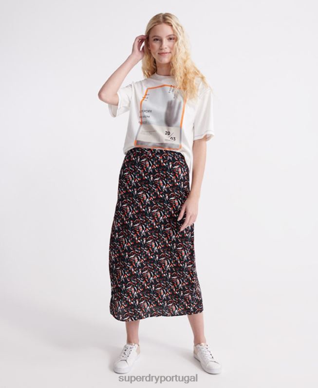 saia midi canyon mulheres azul roupas Superdry 2208H4165