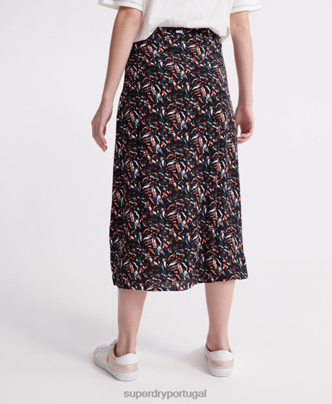 saia midi canyon mulheres azul roupas Superdry 2208H4165