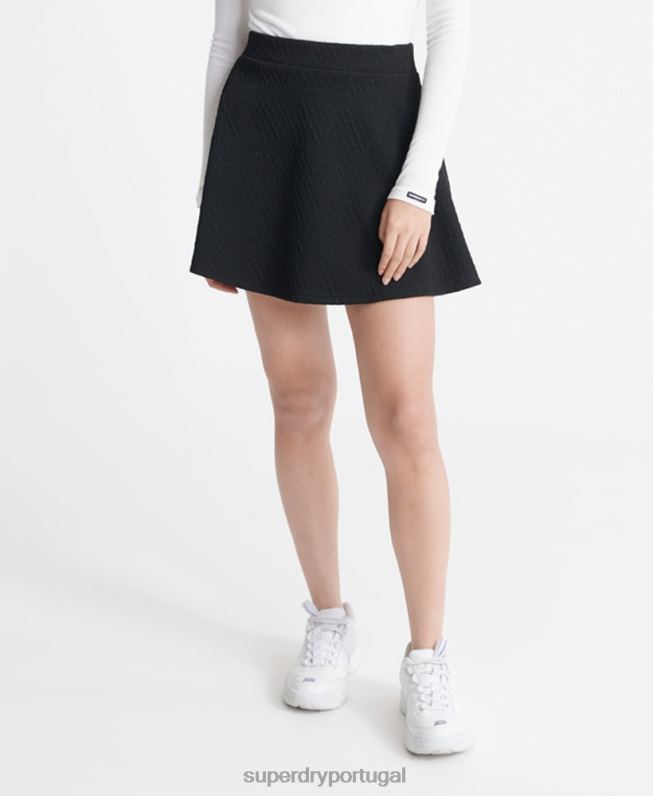 saia skatista brooke mulheres preto roupas Superdry 2208H4166