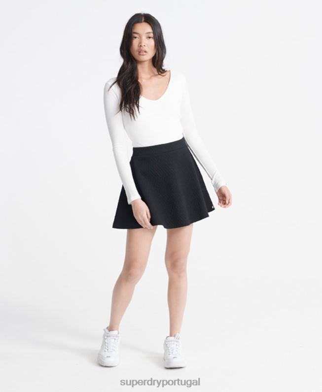 saia skatista brooke mulheres preto roupas Superdry 2208H4166