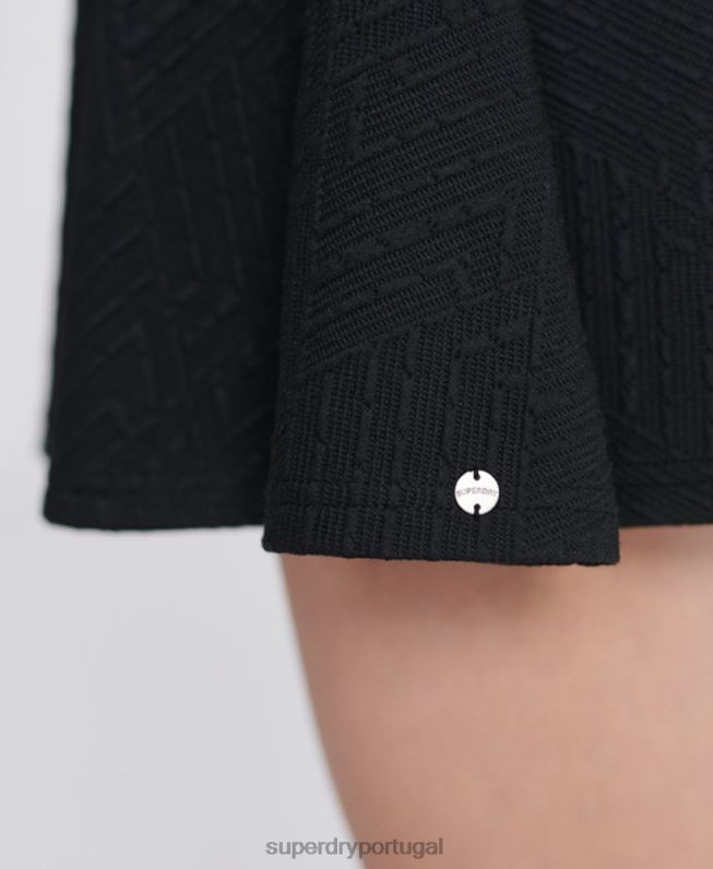 saia skatista brooke mulheres preto roupas Superdry 2208H4166
