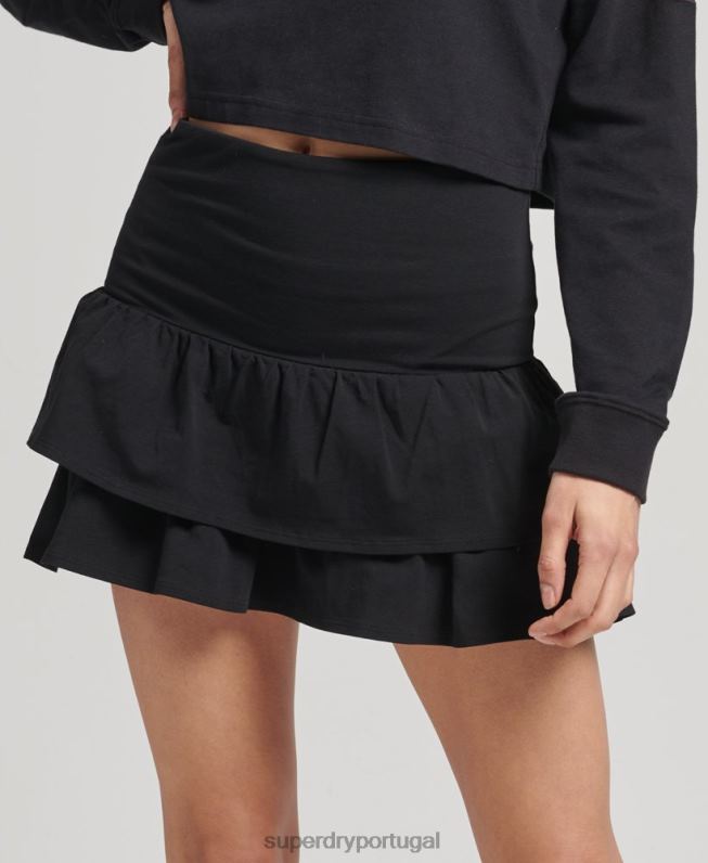 saia vintage anos 90 mulheres preto roupas Superdry 2208H4128