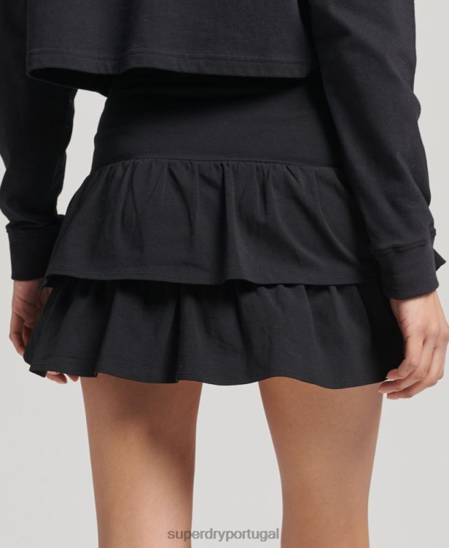 saia vintage anos 90 mulheres preto roupas Superdry 2208H4128