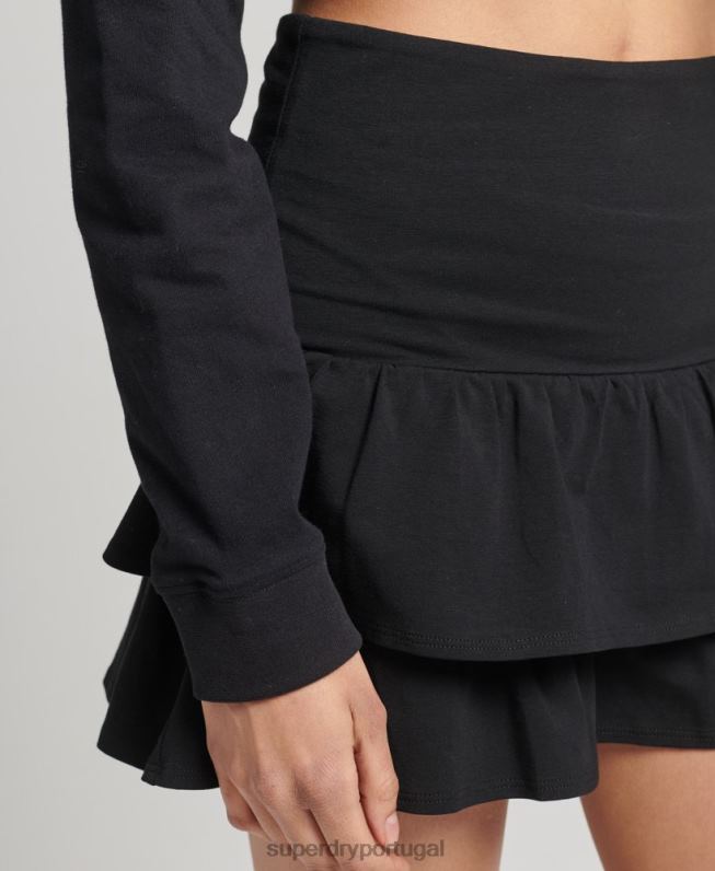 saia vintage anos 90 mulheres preto roupas Superdry 2208H4128